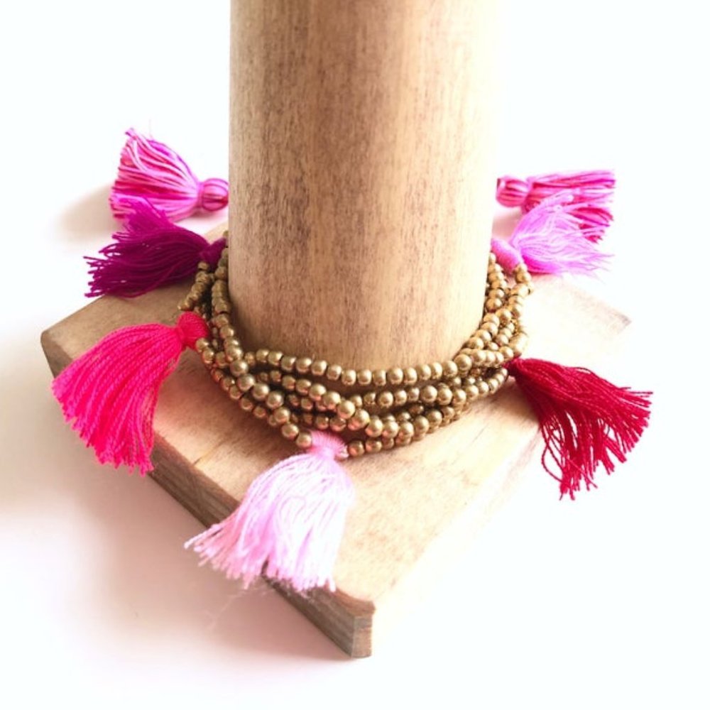Pink Tassel Multi Strand Boho B…
